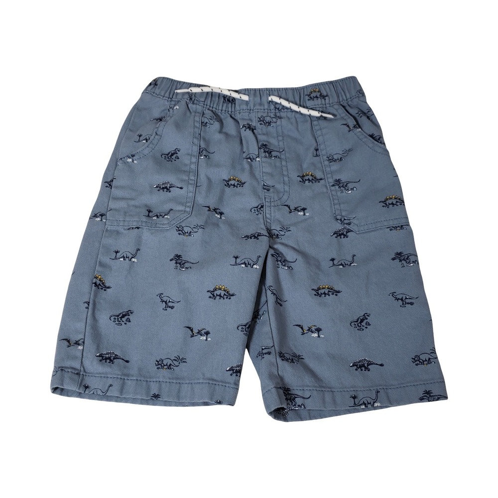 Free Planet Boys Blue Dinosaur Print Cotton Twill Shorts Size XL 7 Drawstring